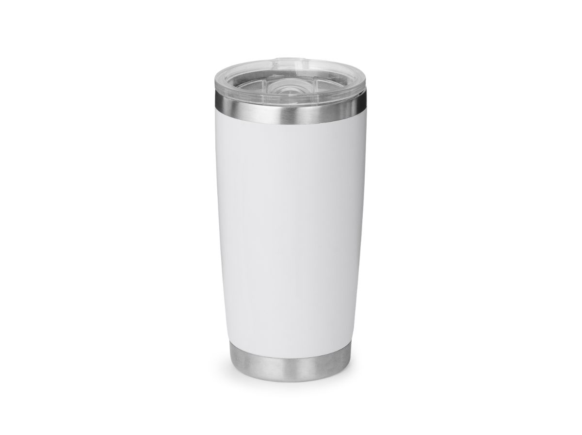 White tumbler on white background.