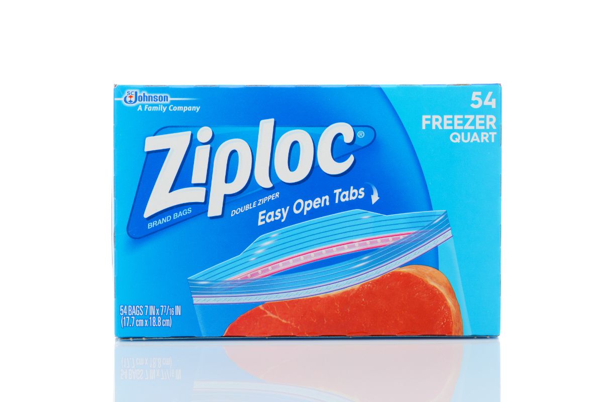 Ziploc package on white background.