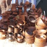 Plenty of different clay pottery on market.