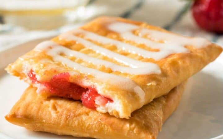 Toaster strudel on white plate.