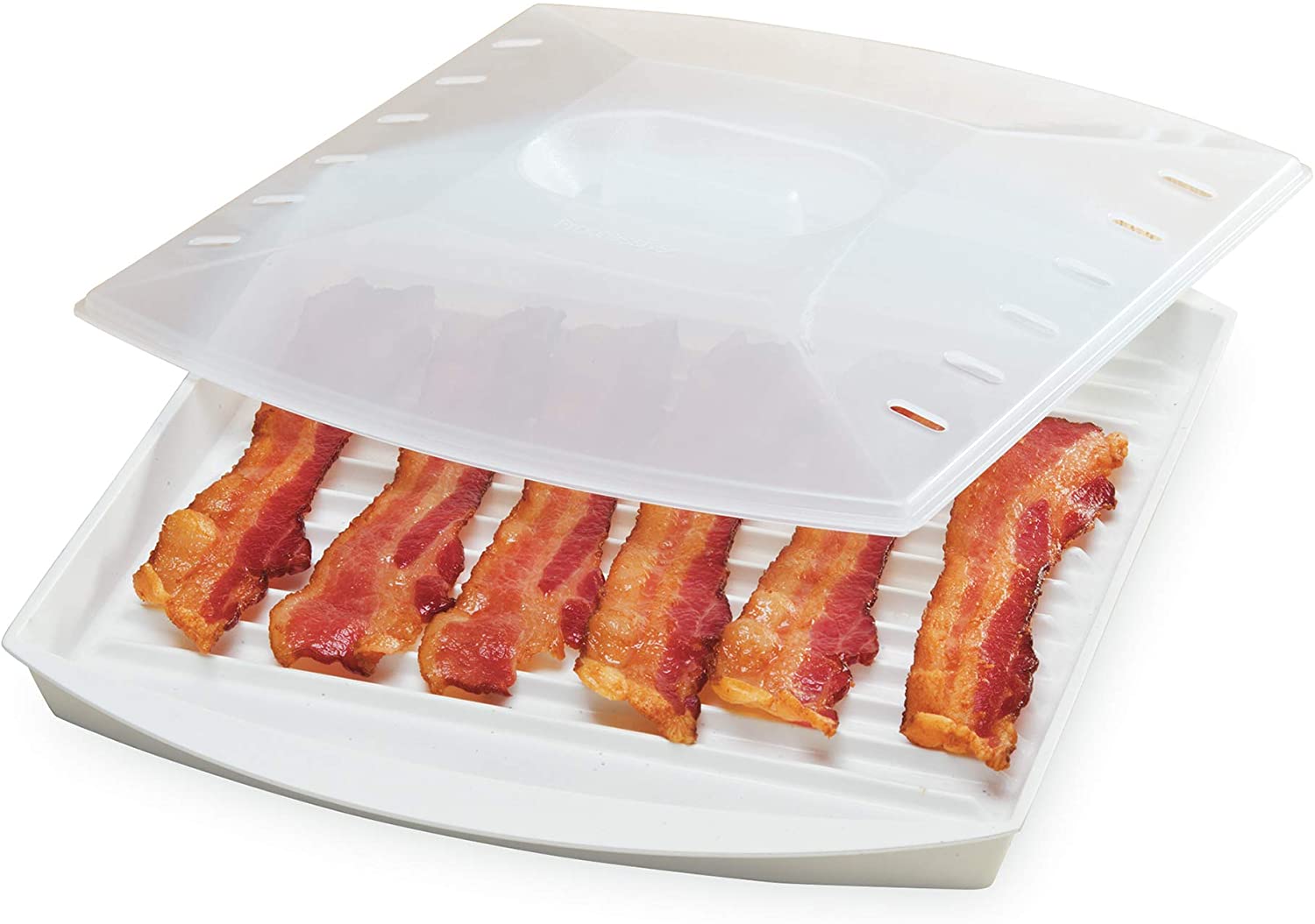 Microwave Bacon Barbecue Rack White Microwave Bacon Cooker,Creative Bacon Heating Rack Reduces Fat Up To 35% for a Healthy Breakfast 