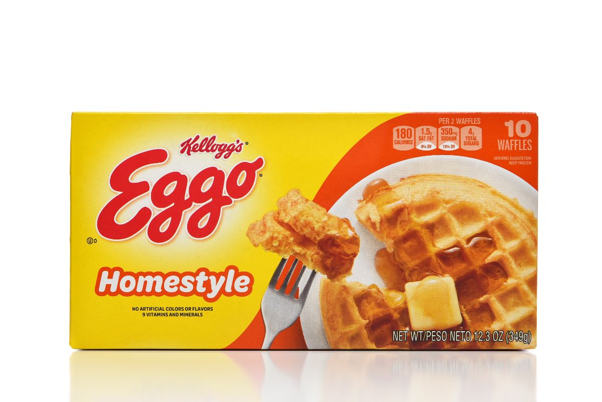 Eggo's waffle package on white background