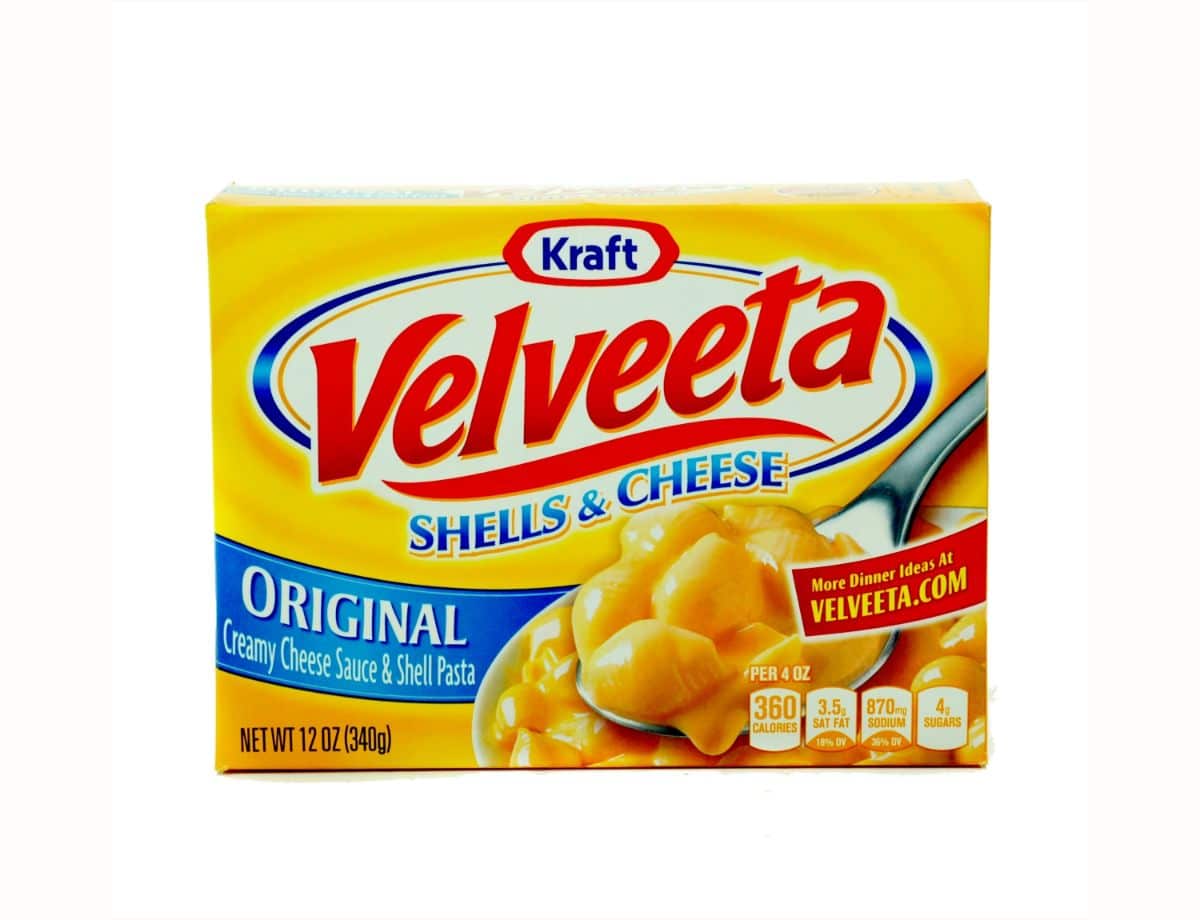 Velveeta cheese package on white background