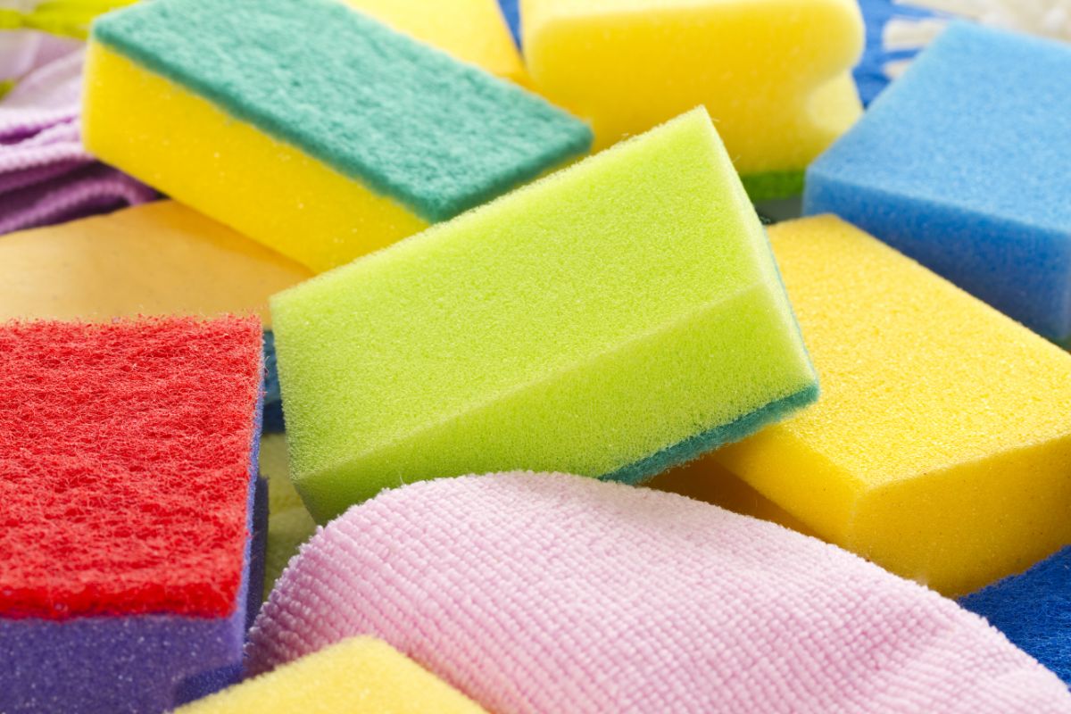 Bunch of colorful kitchen sponges.