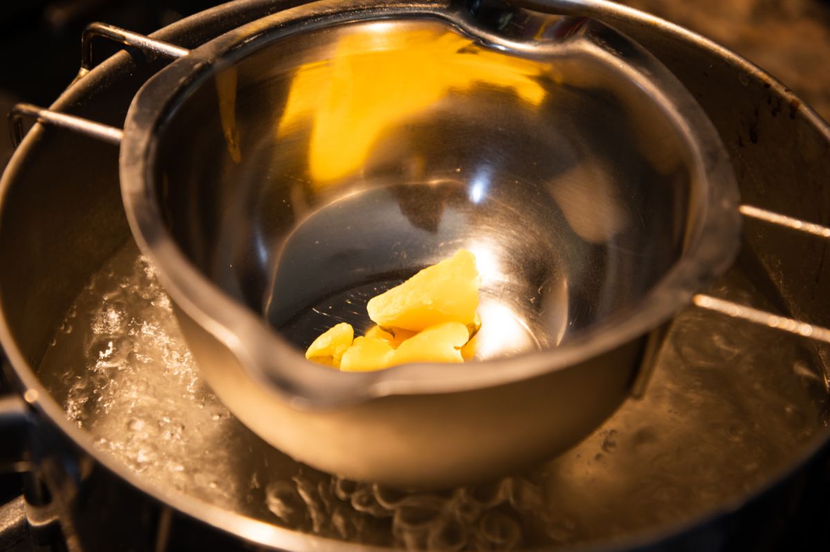 Melting a wax in a double boiler.