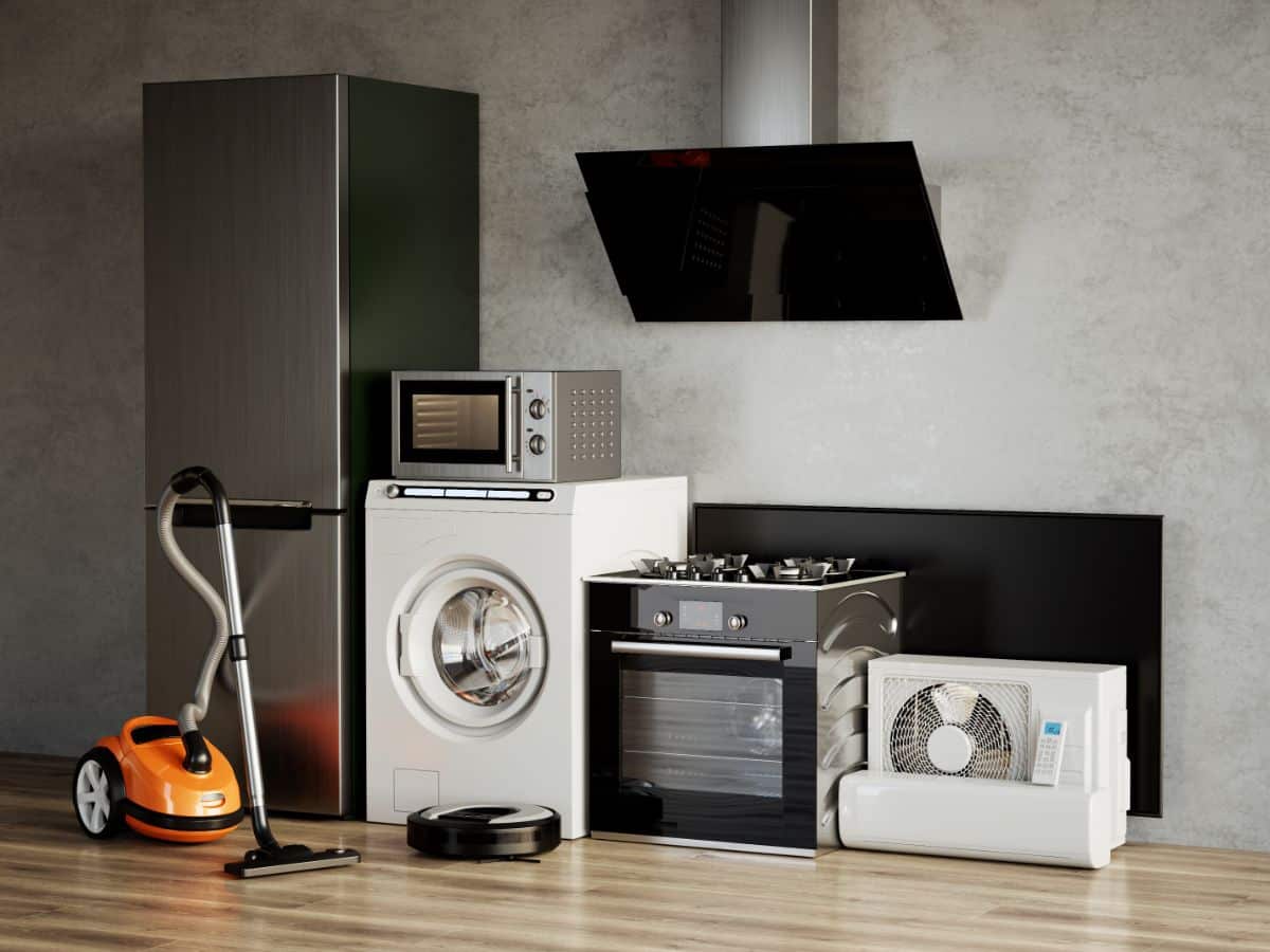 Different types of home appliances in one place.