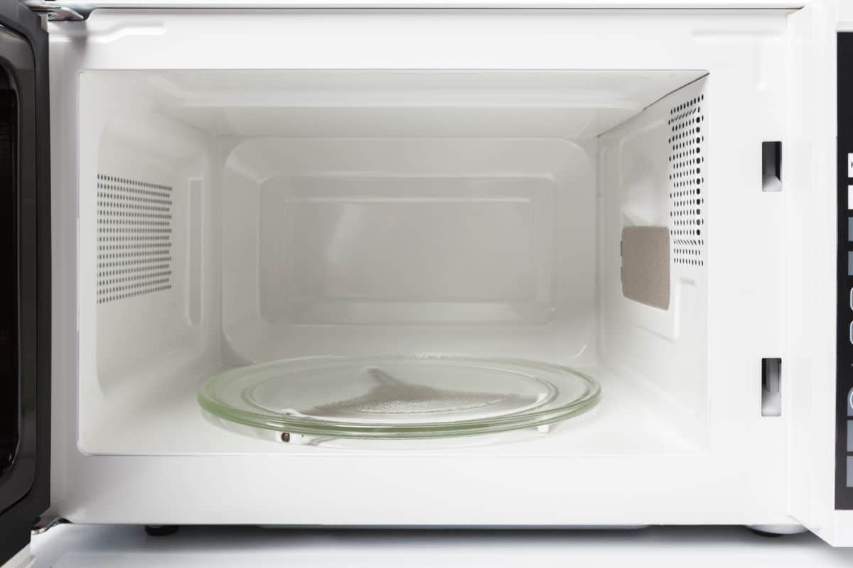 A microwave with a microwave plate.